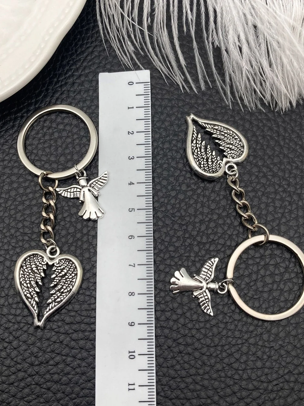 Silver Heart Wings & Dove Keychain